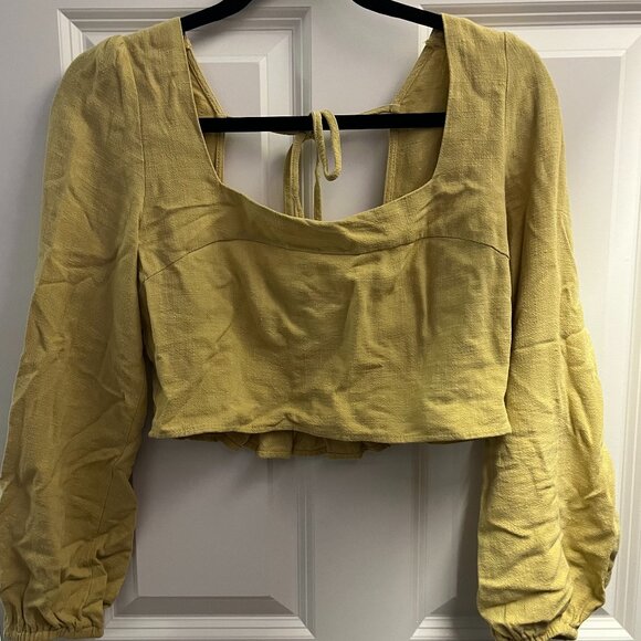 PacSun Yellow Cropped Blouse - Picture 1 of 3